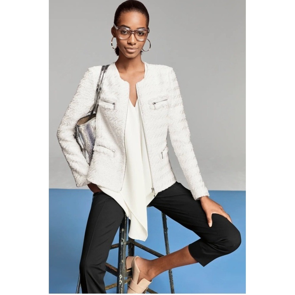 Lafayette 148 Ivory Tweed‎ Jacket 16W Textured Boucle
